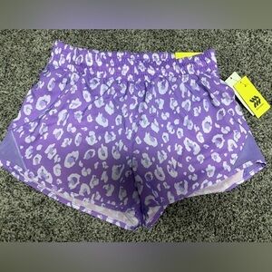 Purple Leopard Print Athletic Shorts- Small